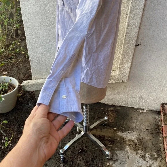 BD Baggies linen blend Italian luxury brand light grey button down blouse - Picture 8 of 14